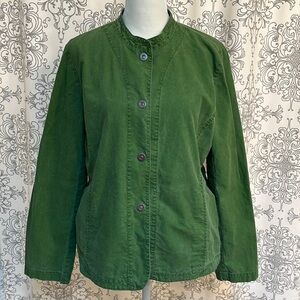 Eileen Fisher 100% cotton green button up top:jacket sz M